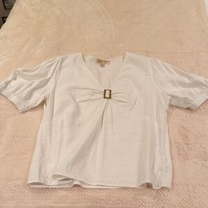 Michael Kors White Blouse with Gold Detail